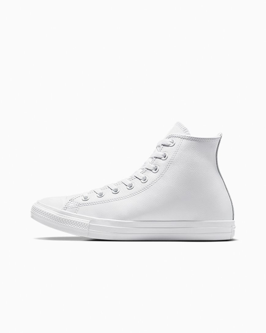 Dámské Boty Vysoké Converse Chuck Taylor All Star Læder Bílé | CZ SXWJ37